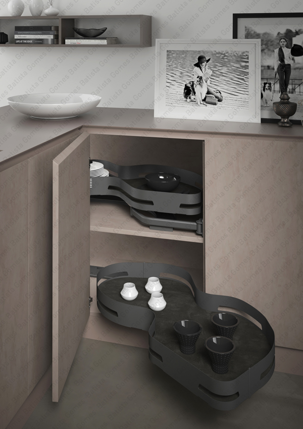 Canto m�gico / Kit com 2 prateleiras para aplica��o porta lateral - M�d. 900 - Antracite